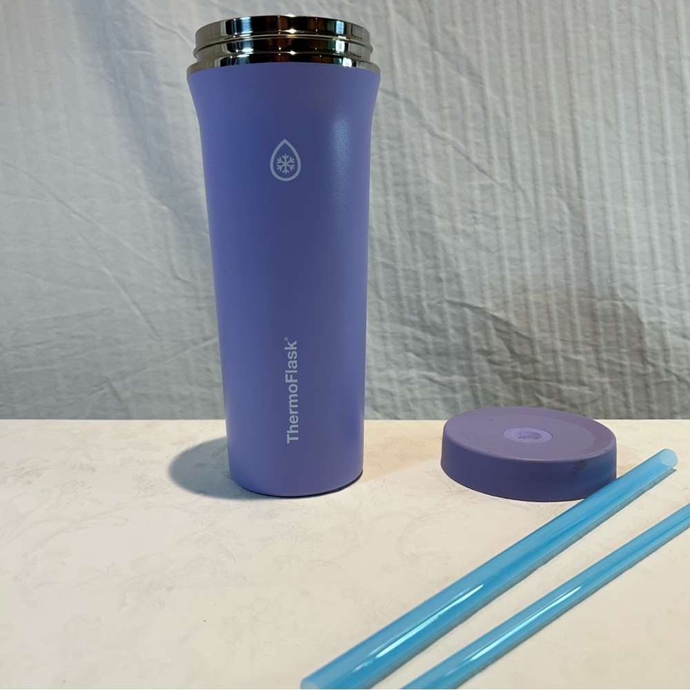 Thermoflask 32oz Insulated Tumbler Jumbo and Standard Straws, Purple/Lavender